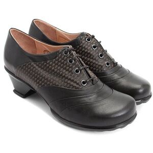 John Fluevog Black and Brown Lace-Up Ankle Booties